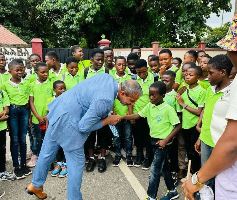 Interacting with the children in Ghana