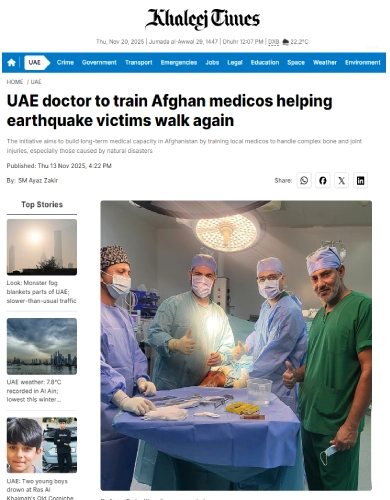 UAE doctor to train Afghan medicos helping earthquake victims walk again